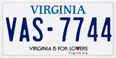 VA license plate VAS7744