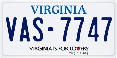 VA license plate VAS7747