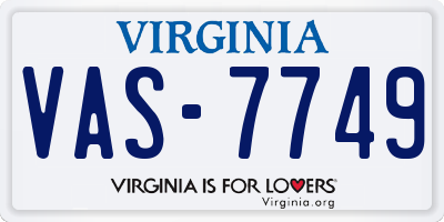 VA license plate VAS7749