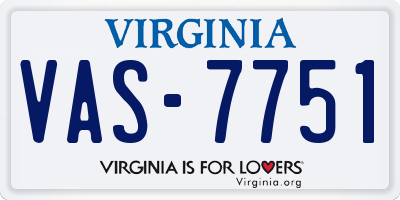 VA license plate VAS7751