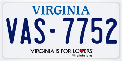 VA license plate VAS7752