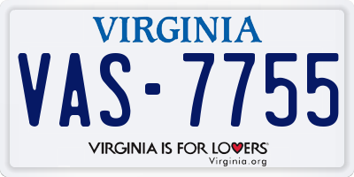 VA license plate VAS7755