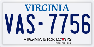 VA license plate VAS7756