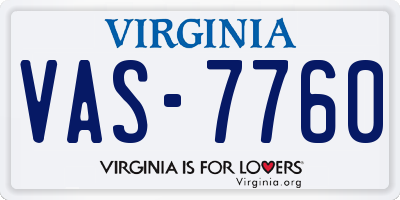 VA license plate VAS7760