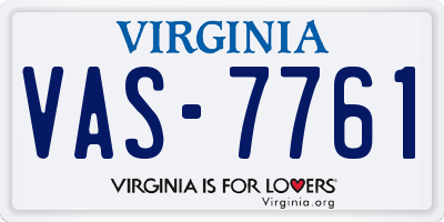 VA license plate VAS7761