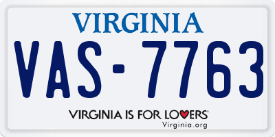 VA license plate VAS7763