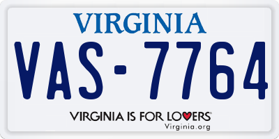 VA license plate VAS7764