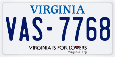 VA license plate VAS7768