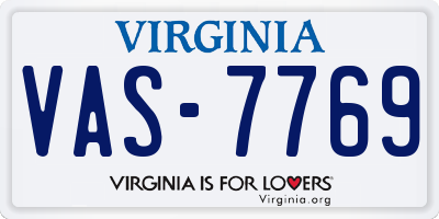 VA license plate VAS7769