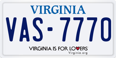 VA license plate VAS7770