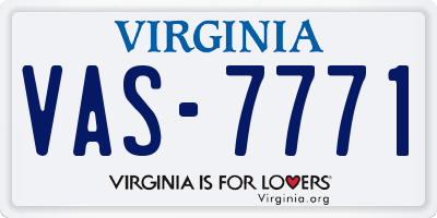 VA license plate VAS7771