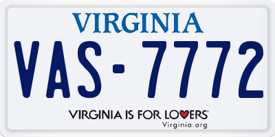 VA license plate VAS7772