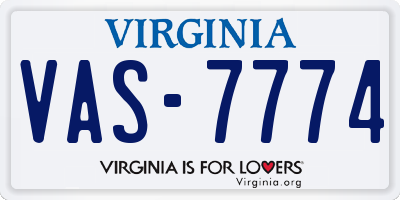 VA license plate VAS7774