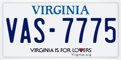 VA license plate VAS7775