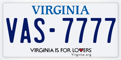 VA license plate VAS7777