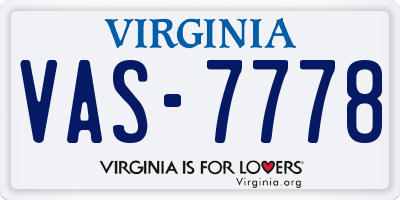 VA license plate VAS7778