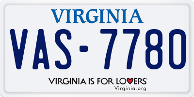 VA license plate VAS7780