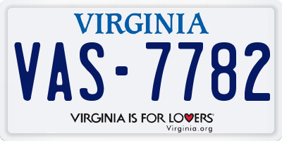 VA license plate VAS7782