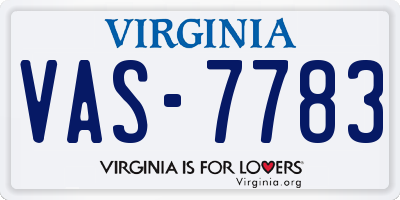 VA license plate VAS7783