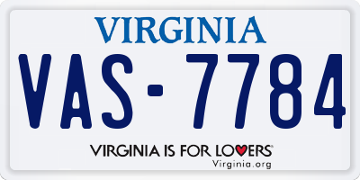 VA license plate VAS7784