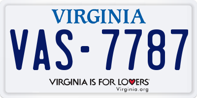 VA license plate VAS7787