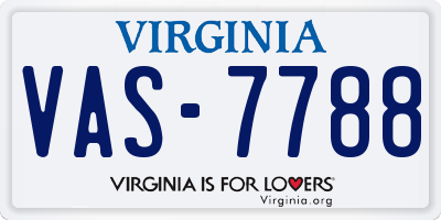 VA license plate VAS7788