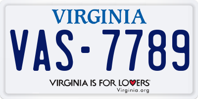 VA license plate VAS7789