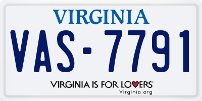 VA license plate VAS7791