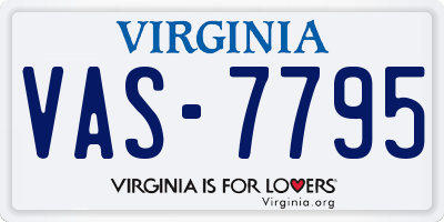 VA license plate VAS7795