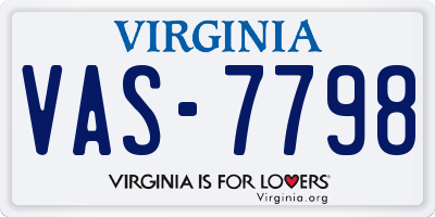 VA license plate VAS7798