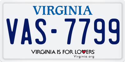 VA license plate VAS7799