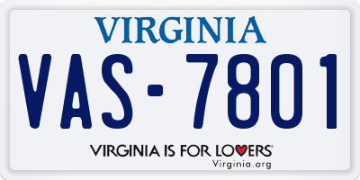 VA license plate VAS7801