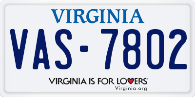 VA license plate VAS7802