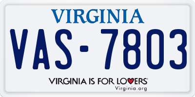 VA license plate VAS7803