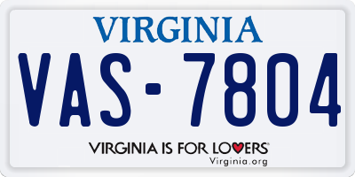 VA license plate VAS7804