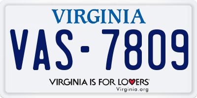 VA license plate VAS7809