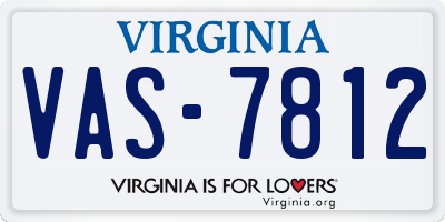 VA license plate VAS7812