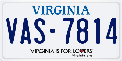 VA license plate VAS7814