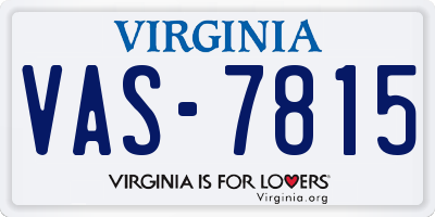 VA license plate VAS7815