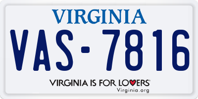 VA license plate VAS7816