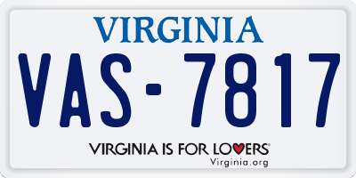 VA license plate VAS7817