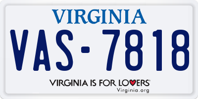 VA license plate VAS7818