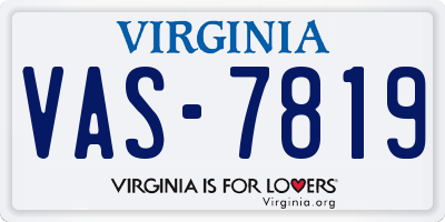 VA license plate VAS7819