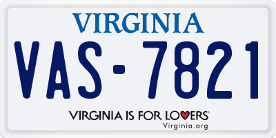 VA license plate VAS7821