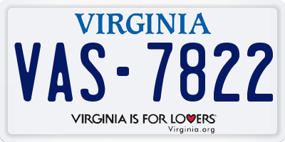 VA license plate VAS7822