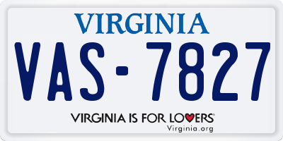 VA license plate VAS7827