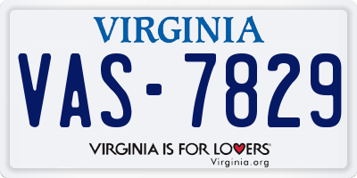 VA license plate VAS7829