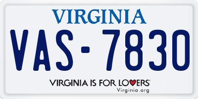 VA license plate VAS7830