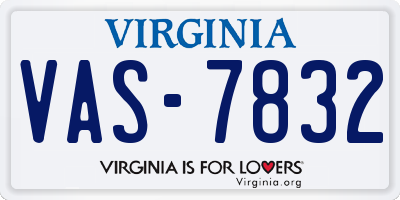 VA license plate VAS7832