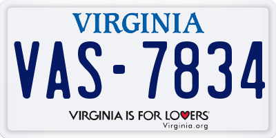 VA license plate VAS7834